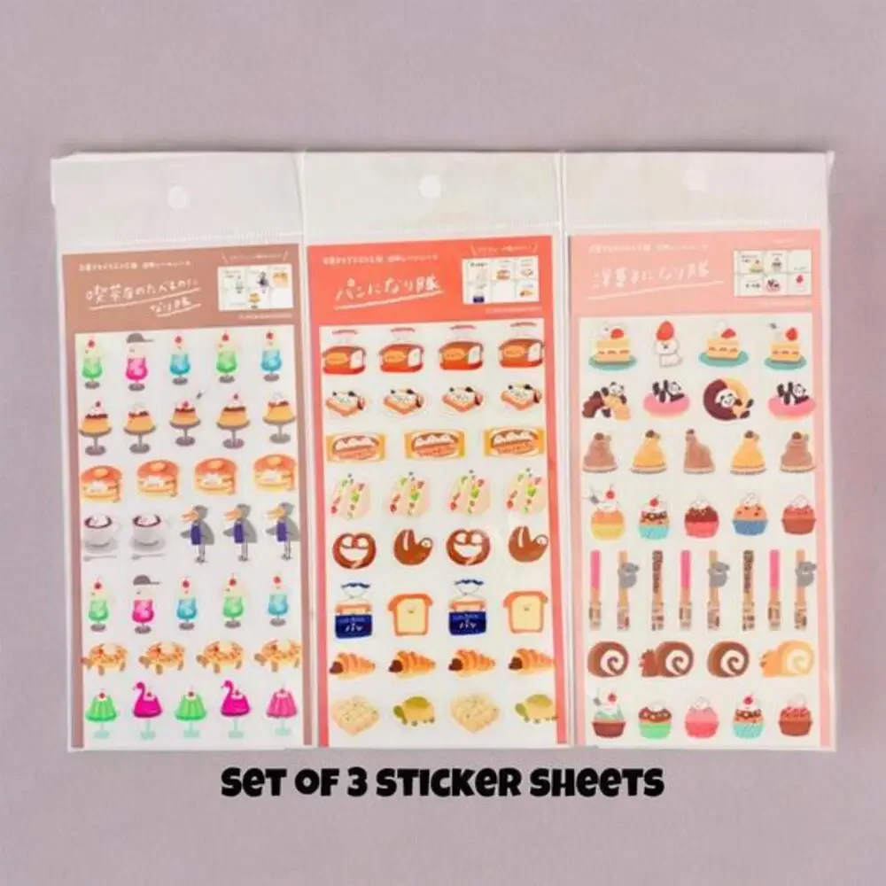 Furukawashiko Stickers - 3 Sheets Kawaii Bakery, Journaling Planner Clear Decal